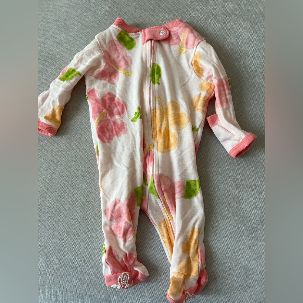 NB Burt’s Bees baby girl footie onesie